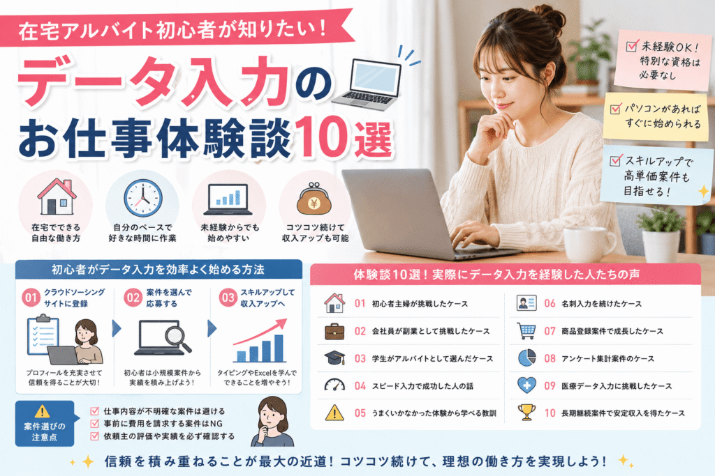 在宅アルバイト初心者が知りたい!データ入力のお仕事体験談10選