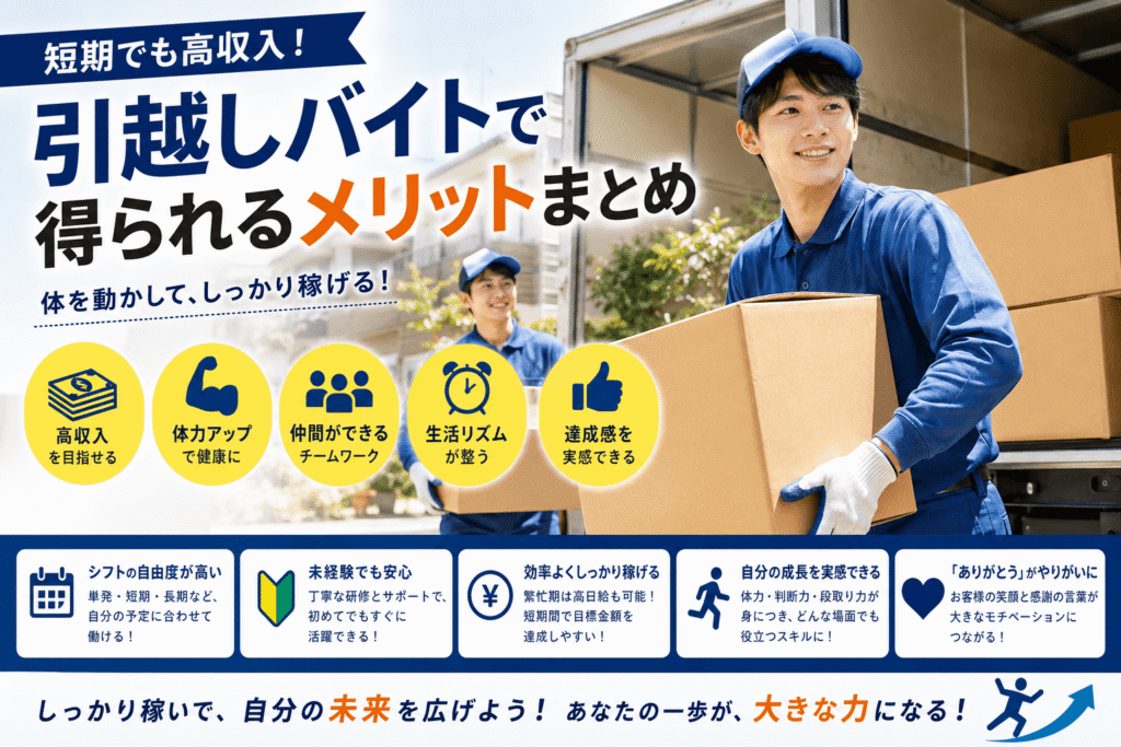 短期でも高収入！引越しバイトで得られるメリットまとめ