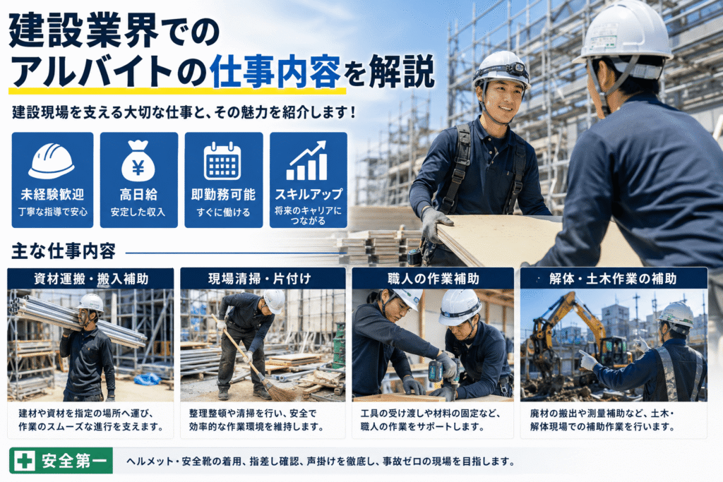 建設業界でのアルバイトの仕事内容を解説