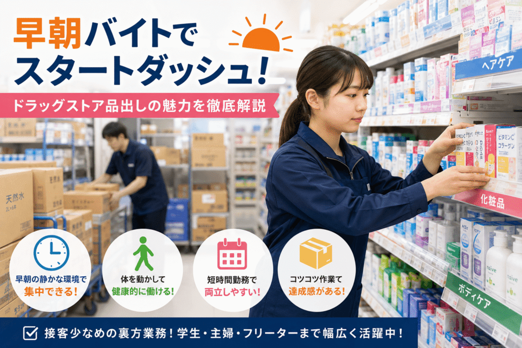 早朝バイトでスタートダッシュ!ドラッグストア品出しの魅力を徹底解説
