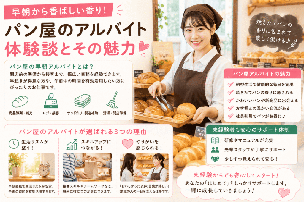 早朝から香ばしい香り!パン屋のアルバイト体験談とその魅力