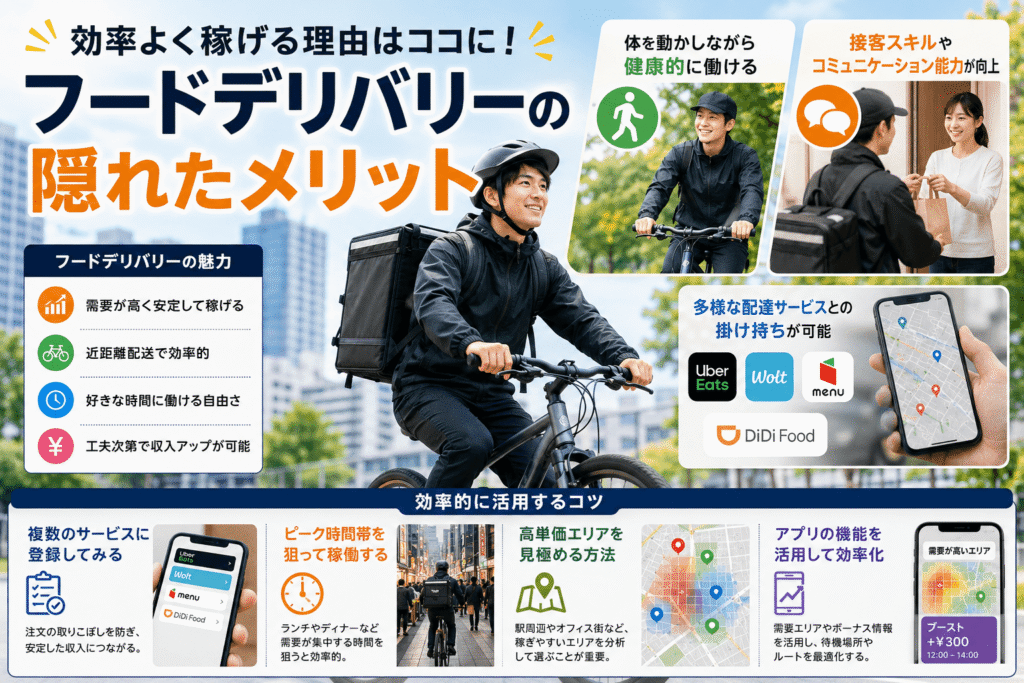 効率よく稼げる理由はココに！フードデリバリーの隠れたメリット