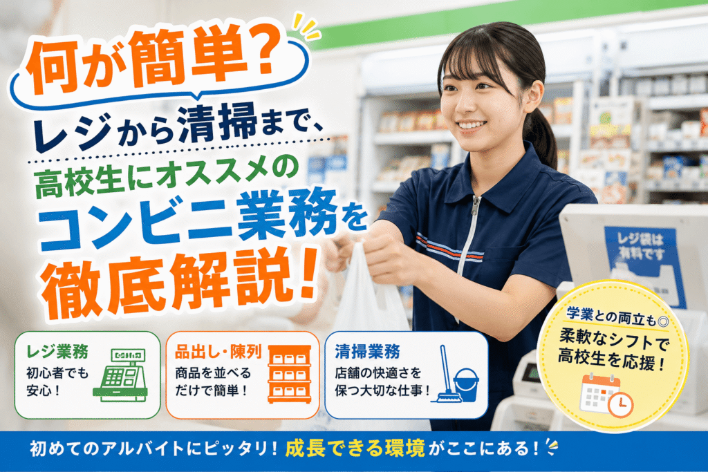 何が簡単?レジから清掃まで、高校生にオススメのコンビニ業務を徹底解説!