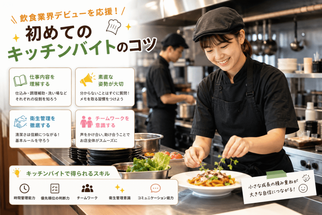 飲食業界デビューを応援!初めてのキッチンバイトのコツ
