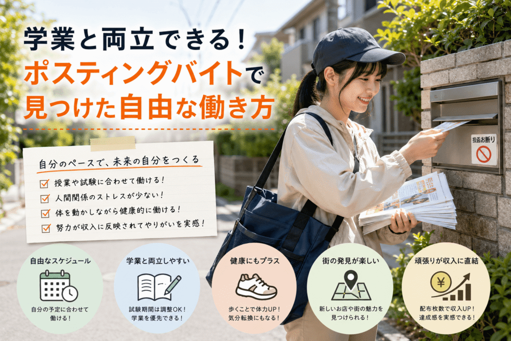 学業と両立できる!ポスティングバイトで見つけた自由な働き方