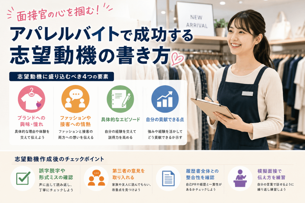 面接官の心を掴む!アパレルバイトで成功する志望動機の書き方