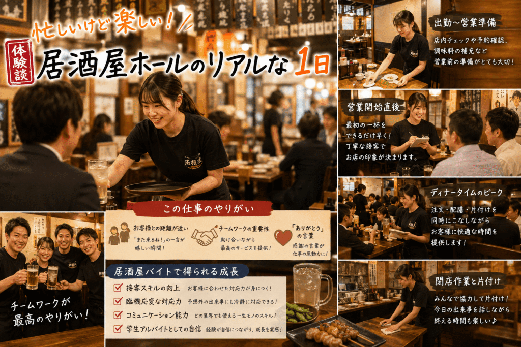 【体験談】忙しいけど楽しい！居酒屋ホールのリアルな1日