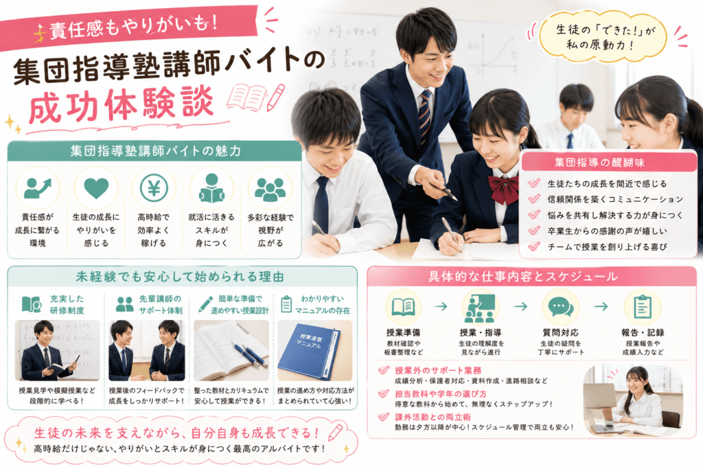 責任感もやりがいも!集団指導塾講師バイトの成功体験談