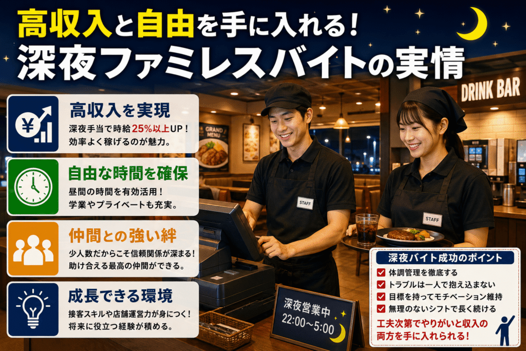 高収入と自由を手に入れる!深夜ファミレスバイトの実情
