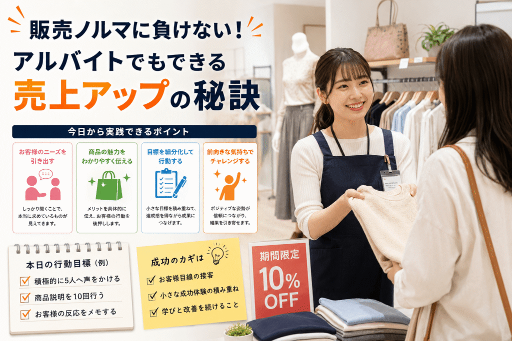 販売ノルマに負けない!アルバイトでもできる売上アップの秘訣