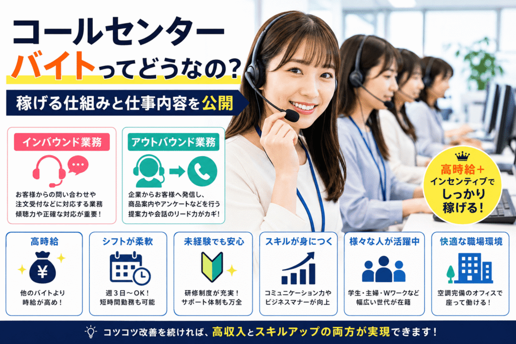 コールセンターバイトってどうなの?稼げる仕組みと仕事内容を公開