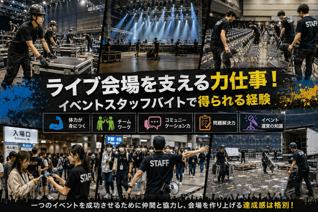 ライブ会場を支える力仕事！イベントスタッフバイトで得られる経験