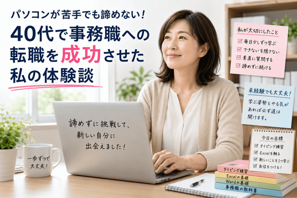 パソコンが苦手でも諦めない！事務職への転職成功体験談