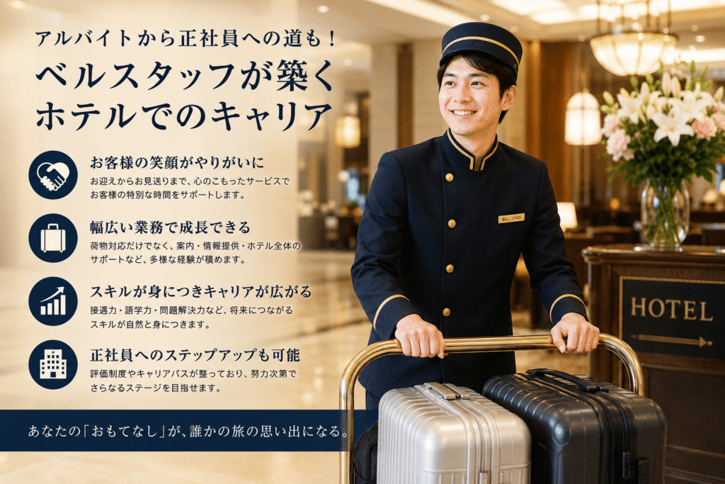 アルバイトから正社員への道も!ベルスタッフが築くホテルでのキャリア