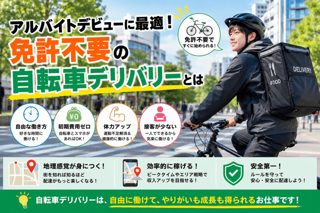 アルバイトデビューに最適！免許不要の自転車デリバリーとは