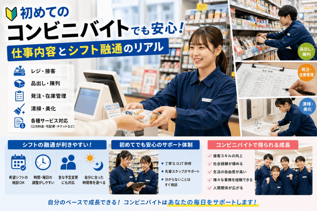 初めてのコンビニバイトでも安心!仕事内容とシフト融通のリアル