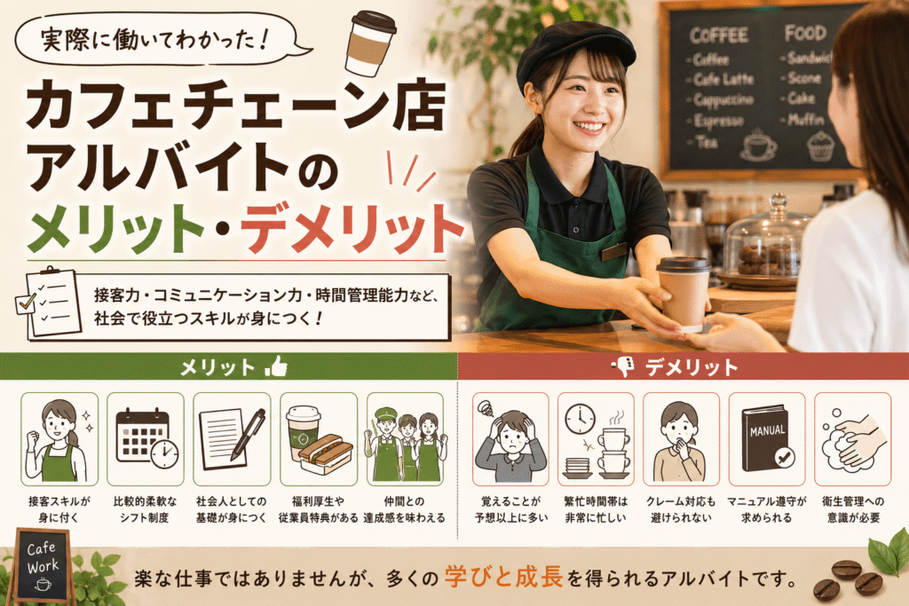 カフェチェーン店アルバイトのメリット・デメリット