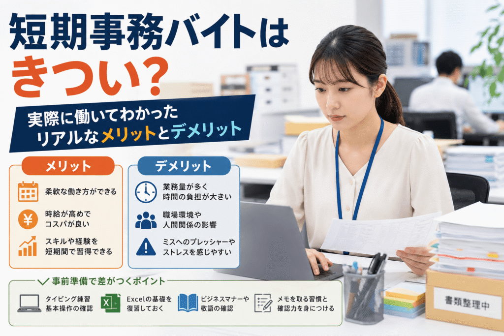 短期事務バイトはきつい？体験談で見るメリットとデメリット