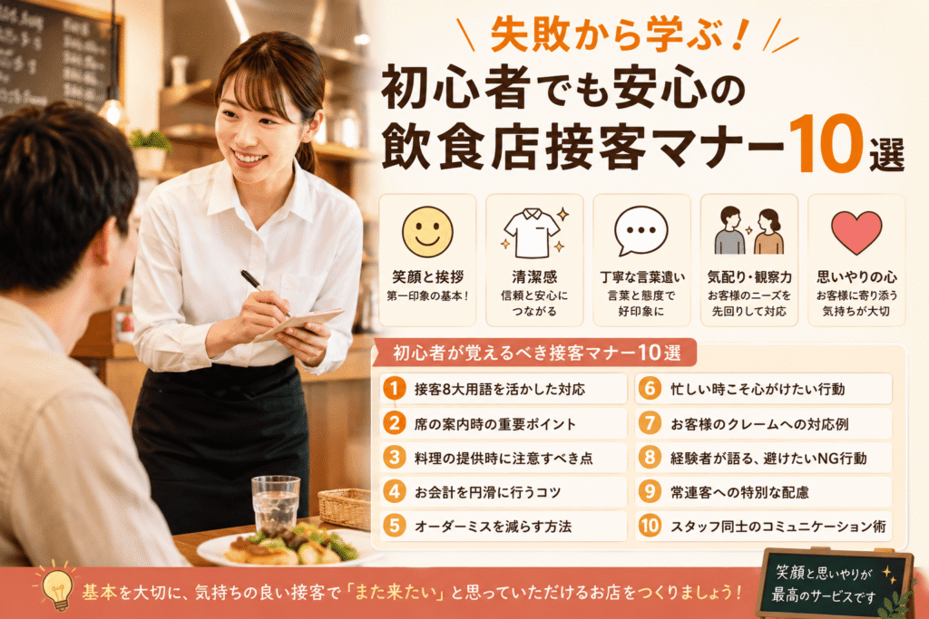 失敗から学ぶ！初心者でも安心の飲食店接客マナー10選