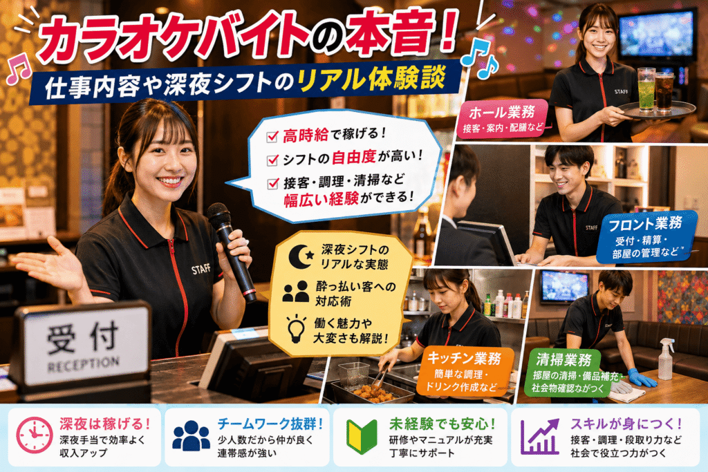 カラオケバイトの本音!仕事内容や深夜シフトのリアル体験談