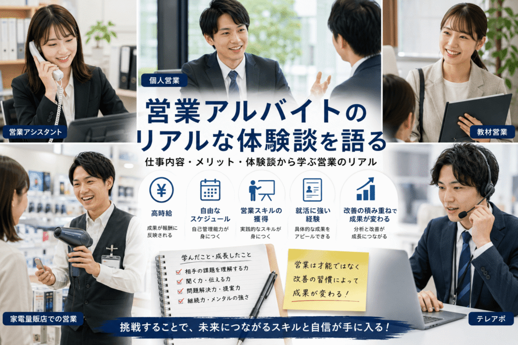 営業アルバイトのリアルな体験談を語る