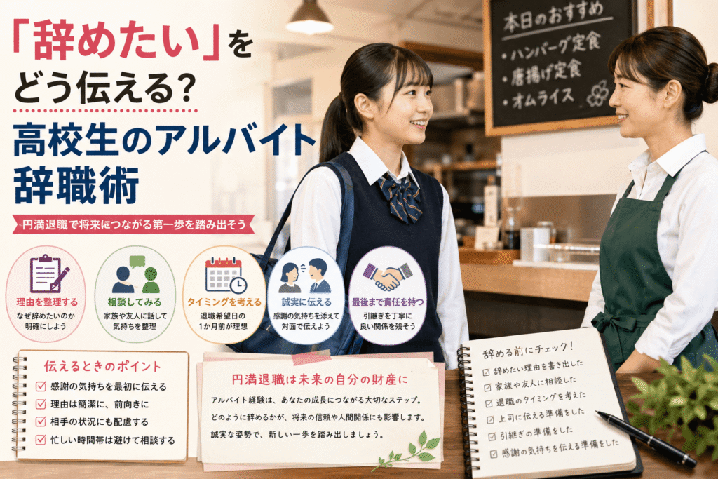 「辞めたい」をどう伝える？高校生のアルバイト辞職術