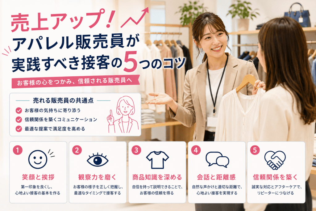 売上アップ!アパレル販売員が実践すべき接客の5つのコツ