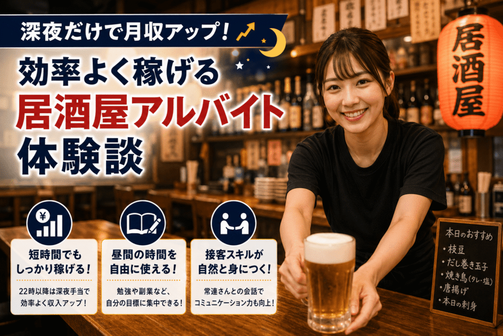 深夜だけで月収アップ！効率よく稼げる居酒屋アルバイト