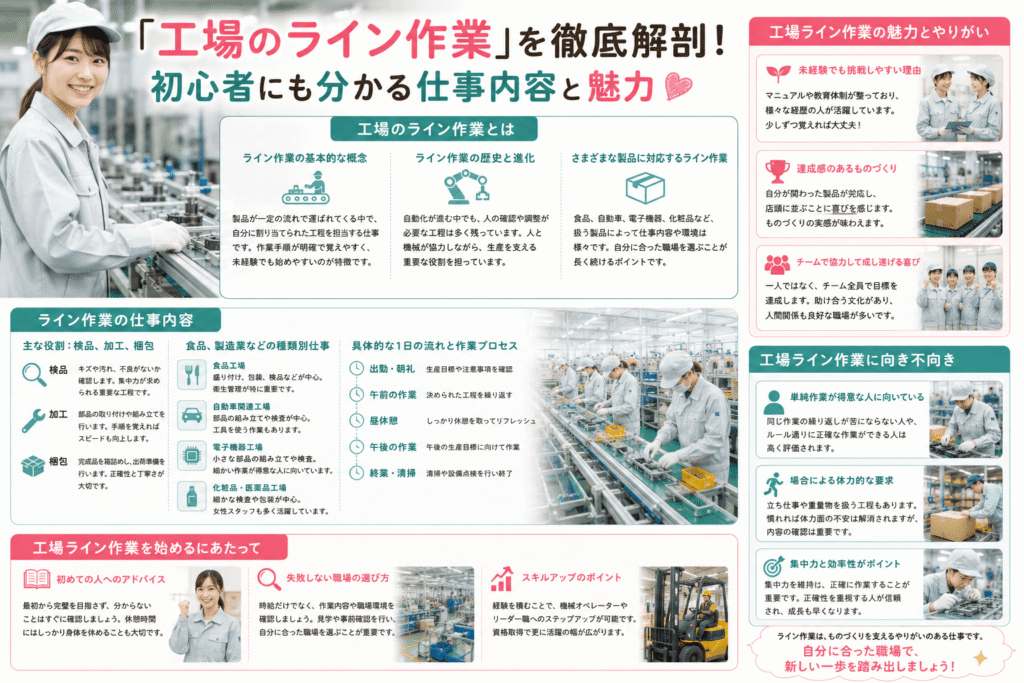 「工場のライン作業」を徹底解剖！初心者にも分かる仕事内容と魅力