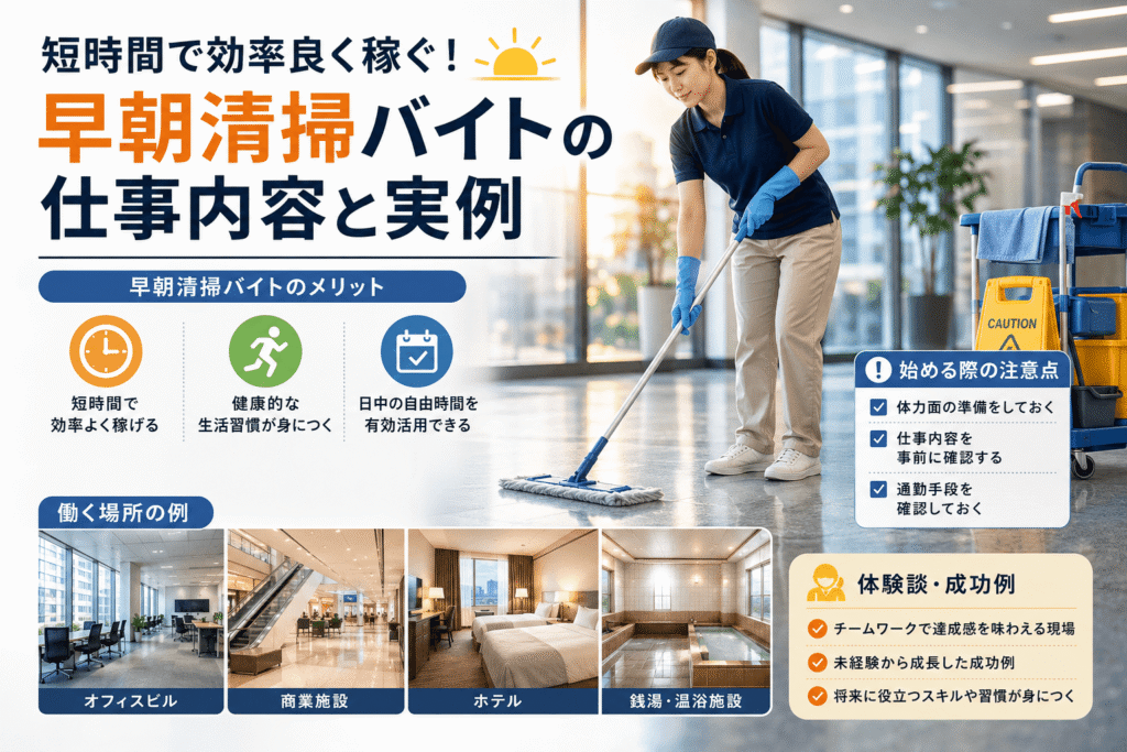 短時間で効率良く稼ぐ！早朝清掃バイトの仕事内容と実例