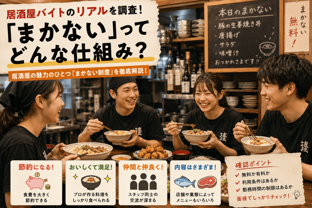 居酒屋バイトのリアルを調査!「まかない」ってどんな仕組み?