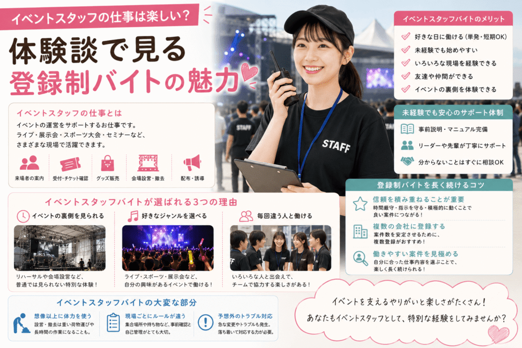イベントスタッフの仕事は楽しい?体験談で見る登録制バイトの魅力