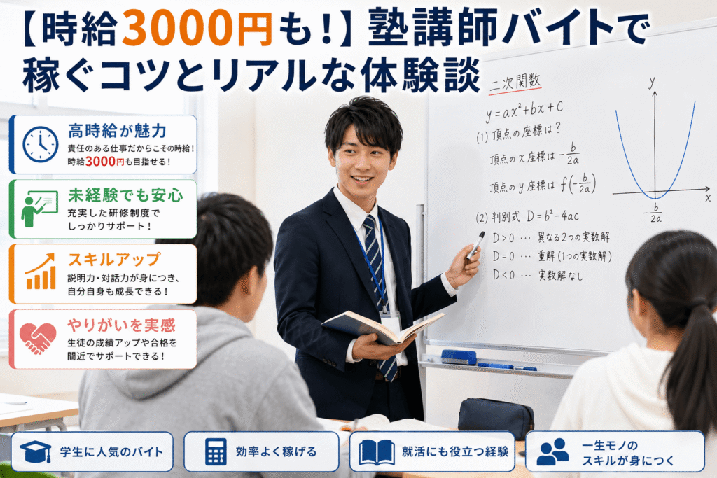 【時給3000円も！】塾講師バイトで稼ぐコツとリアルな体験談