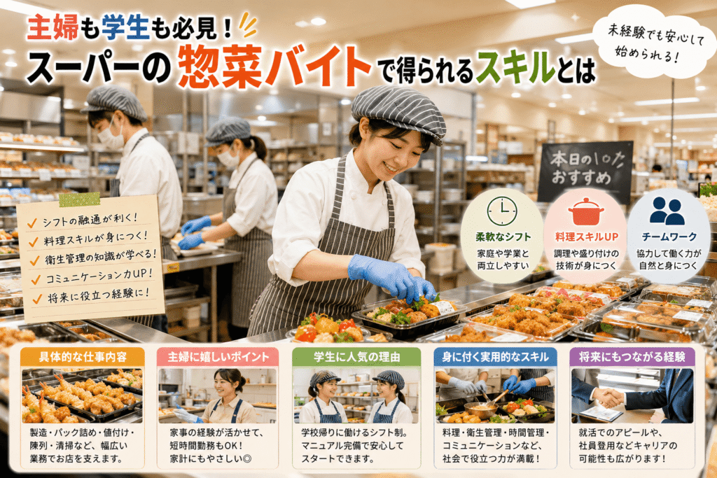 主婦も学生も必見!スーパーの惣菜バイトで得られるスキルとは