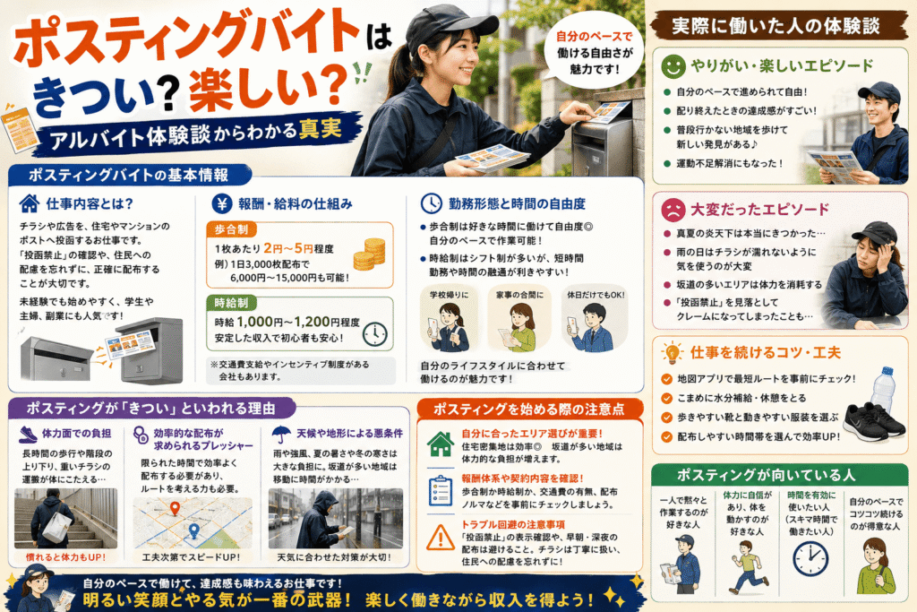 ポスティングはきつい?楽しい?アルバイト体験談からわかる真実