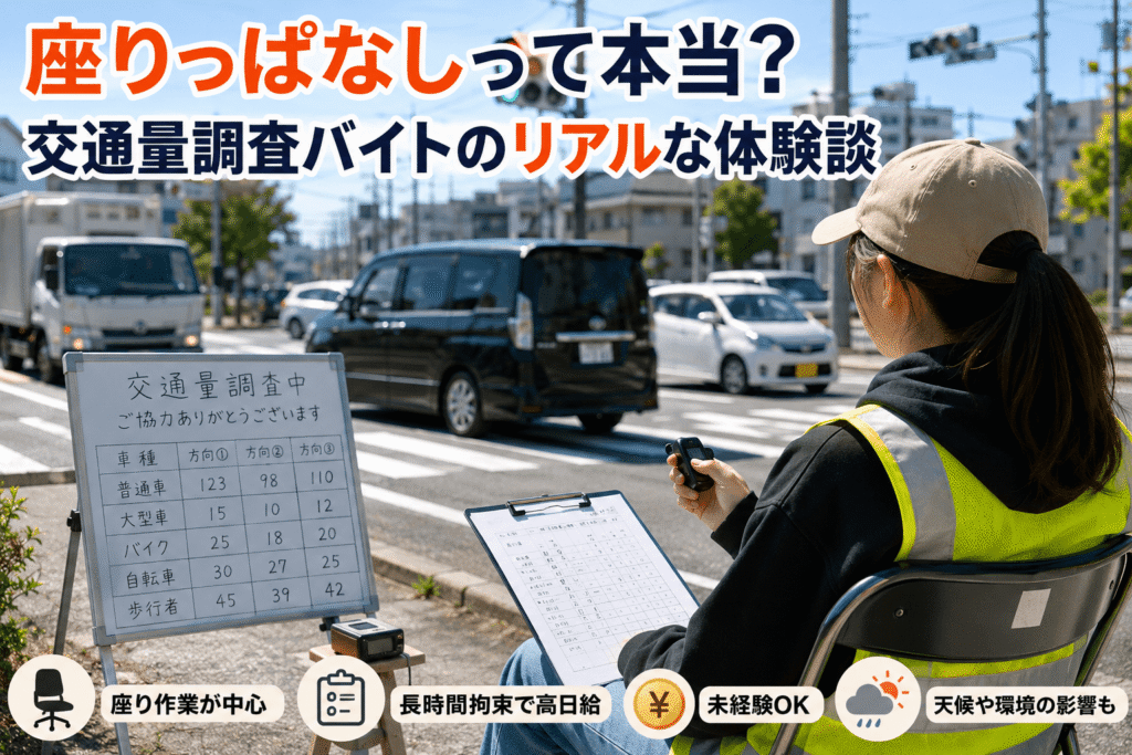 座りっぱなしって本当?交通量調査バイトのリアルな体験談
