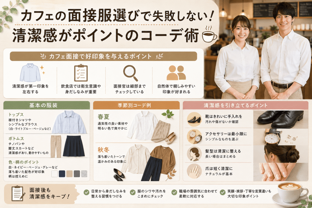 カフェの面接服選びで失敗しない!清潔感がポイントのコーデ術