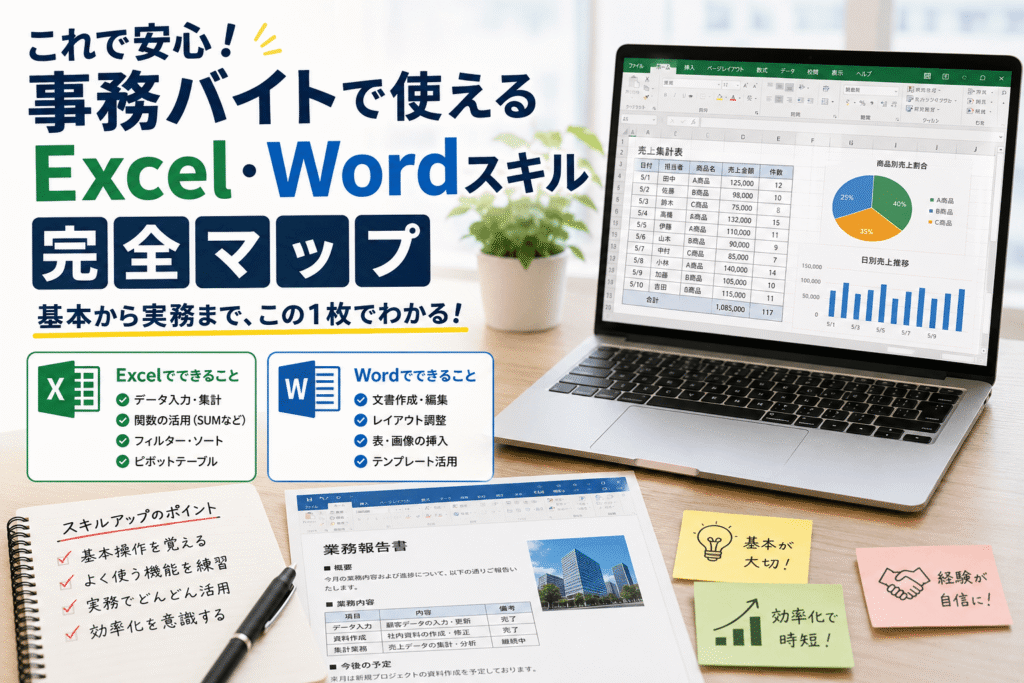 これで安心!事務バイトで使えるExcel・Wordスキル完全マップ