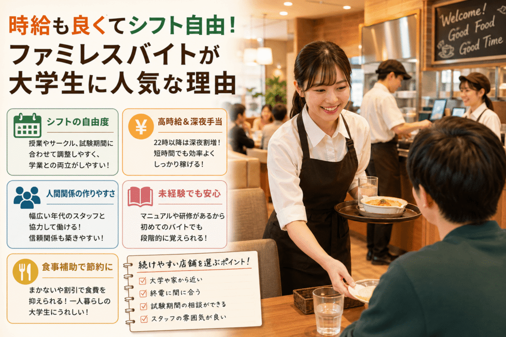 時給も良くてシフト自由!ファミレスバイトが大学生に人気な理由