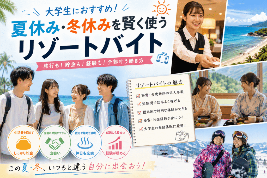 大学生におすすめ！夏休み・冬休みを賢く使うリゾートバイト