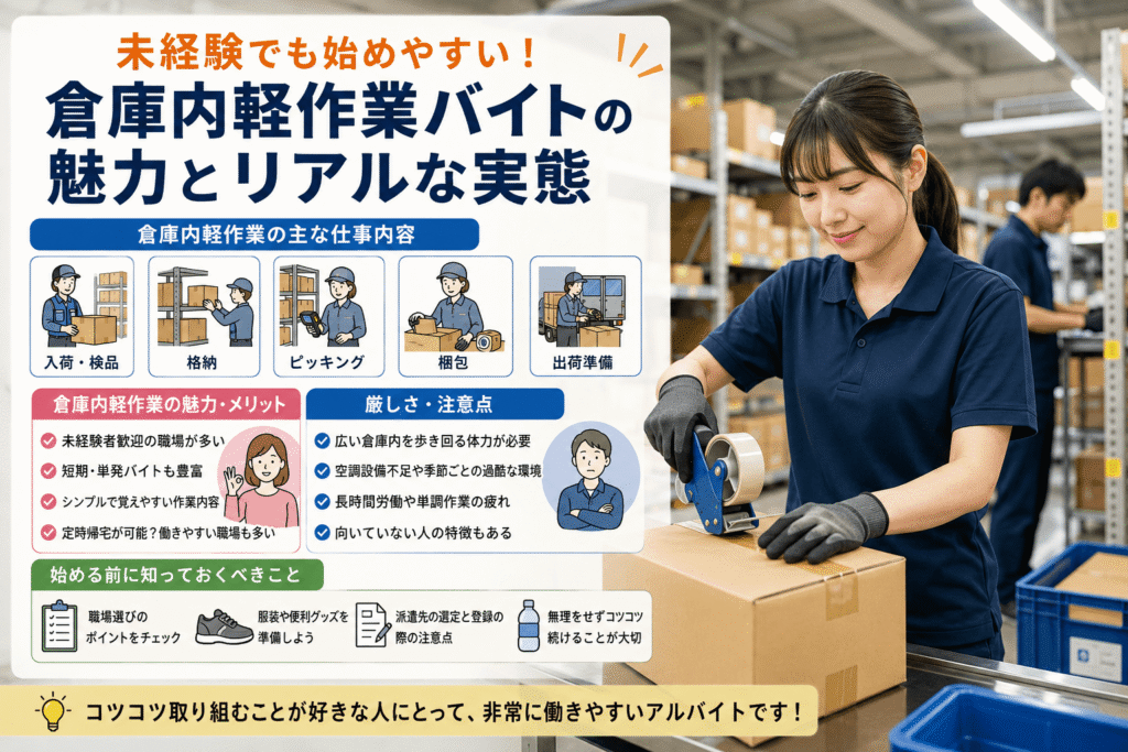 倉庫内軽作業ってどんな仕事?体験談から探るリアルな実態