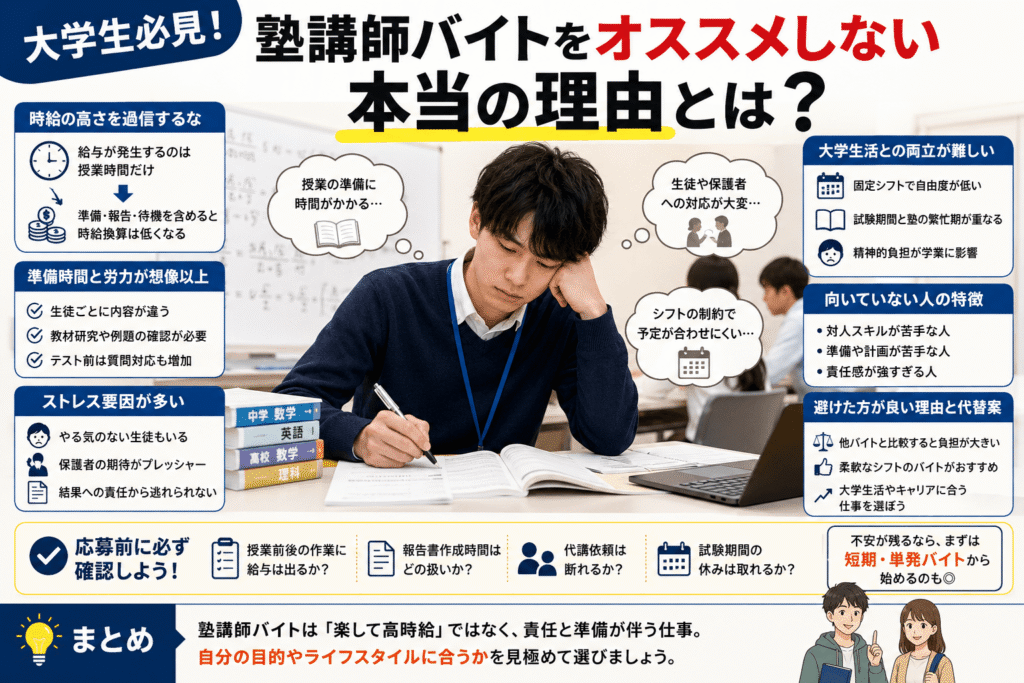 大学生必見！塾講師バイトをオススメしない本当の理由とは？