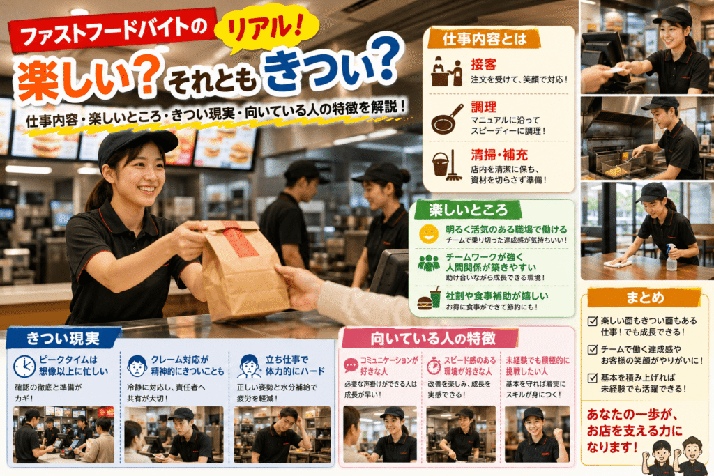 ファストフードバイトのリアル!楽しい?それともきつい?
