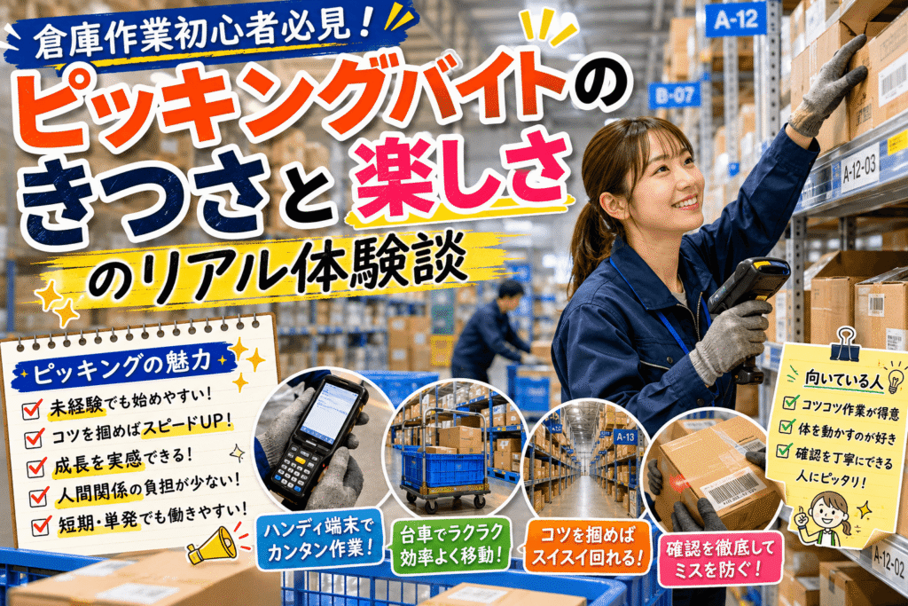 倉庫作業初心者必見！ピッキングバイトのきつさと楽しさのリアル体験談