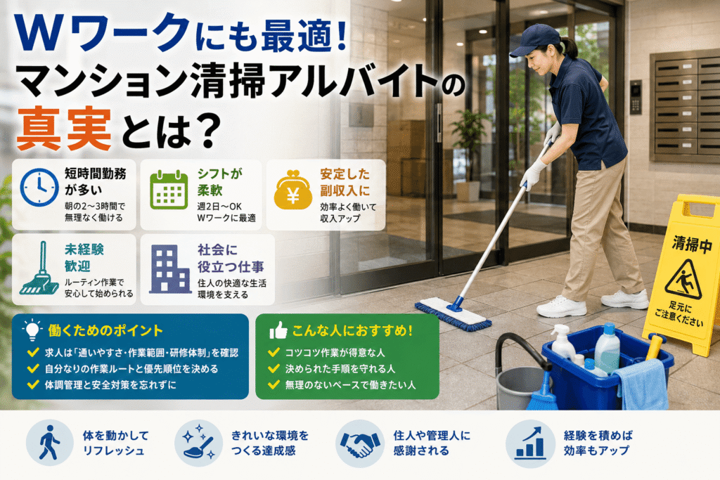 Wワークにも最適！マンション清掃アルバイトの真実とは？