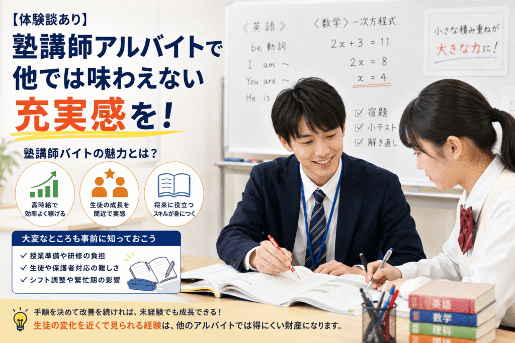 【体験談あり】塾講師アルバイトで他では味わえない充実感を！