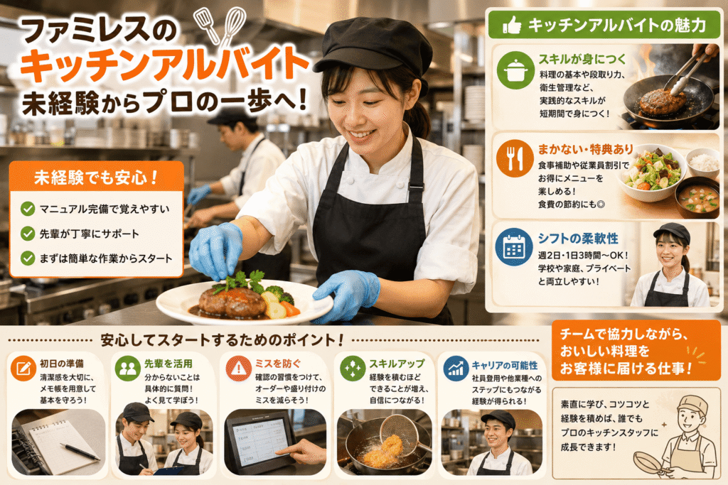 ファミレスのキッチンアルバイト – 未経験からプロの一歩へ!