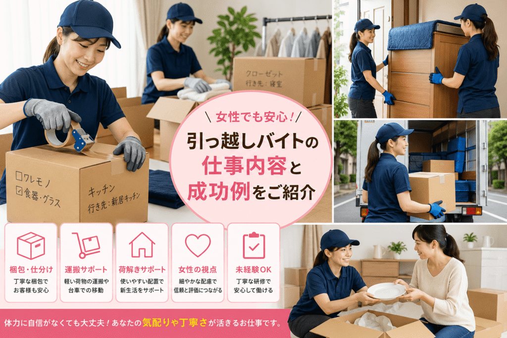 女性でも安心!引っ越しバイトの仕事内容と成功例をご紹介