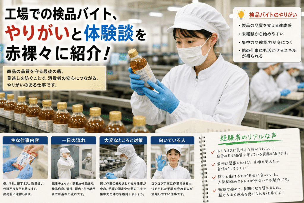 工場での検品バイト、やりがいと体験談を赤裸々に紹介!