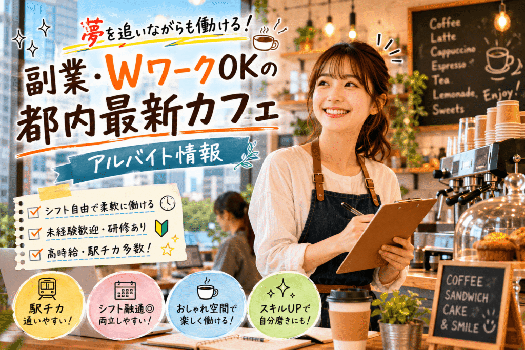 夢を追いながらも働ける!副業・WワークOKの都内最新カフェアルバイト情報